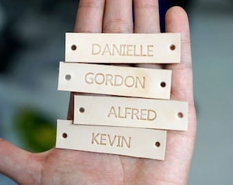 Personalized Leather name tag, Custom leather name tag, leather hang tag, leather tag, leather gift tag, naming tag sew-on for sewing