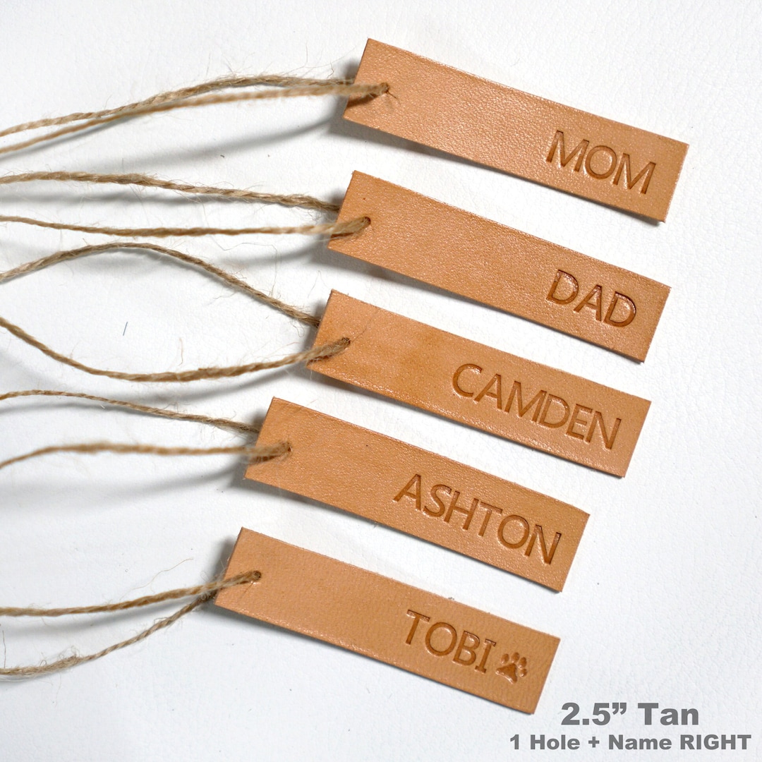 Personalized Leather Name Tag, Custom Leather Name Tag, Leather Hang