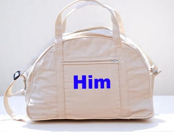 Personalized Eco-Friendly travel Canvas Duffle Style Weekender Bag | Blank cotton canvas for DIY projects | Minimalist Unprinted Natural