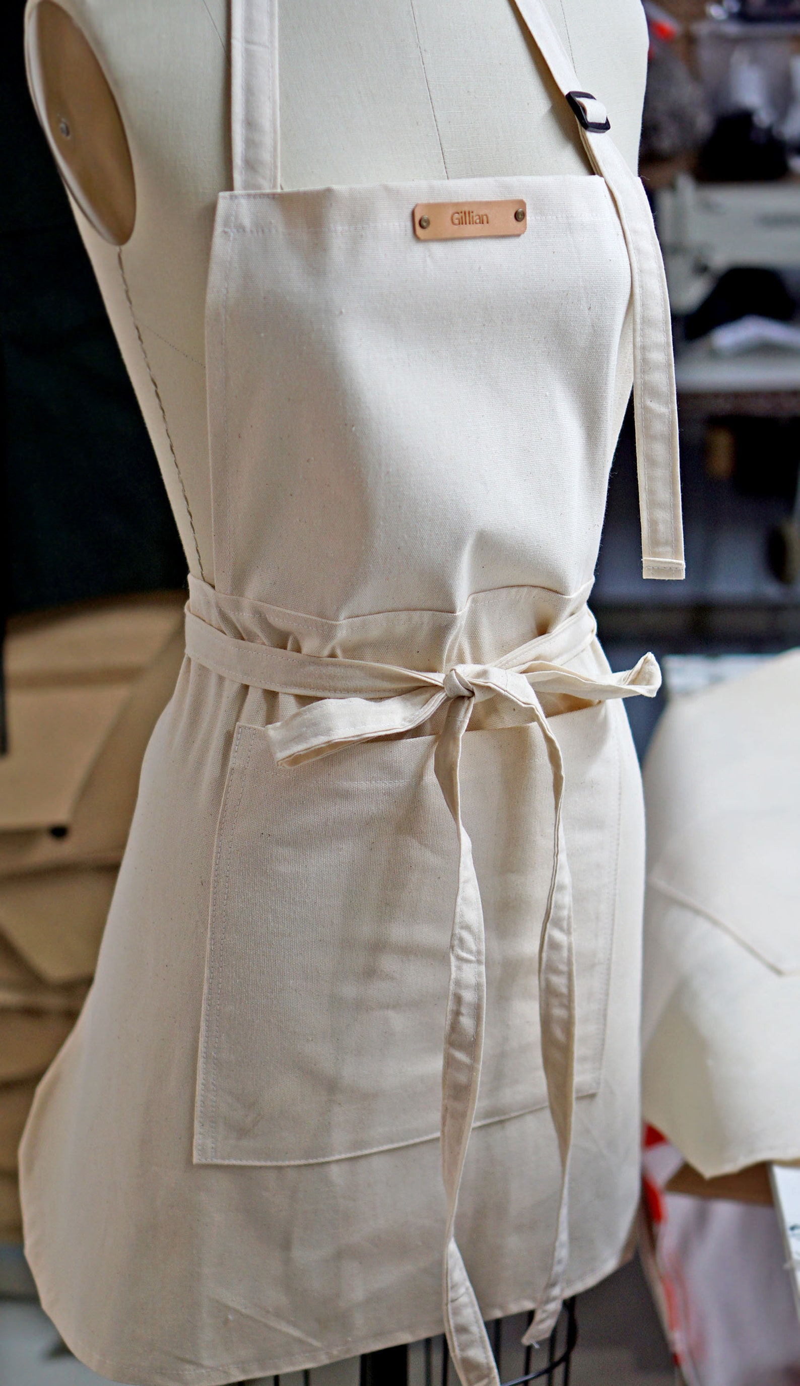 Personalized Apron with Leather Name Tag Canvas Apron Etsy Canada