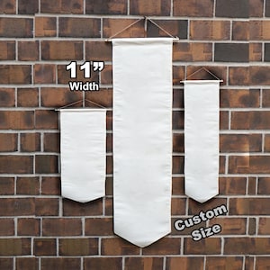 11&quot; width Blank Pennant Banner Large Pin display, Enamel Lapel Pin Badge Flag, Plain Blanks Canvas Wall Banner Badge Storage Custom size