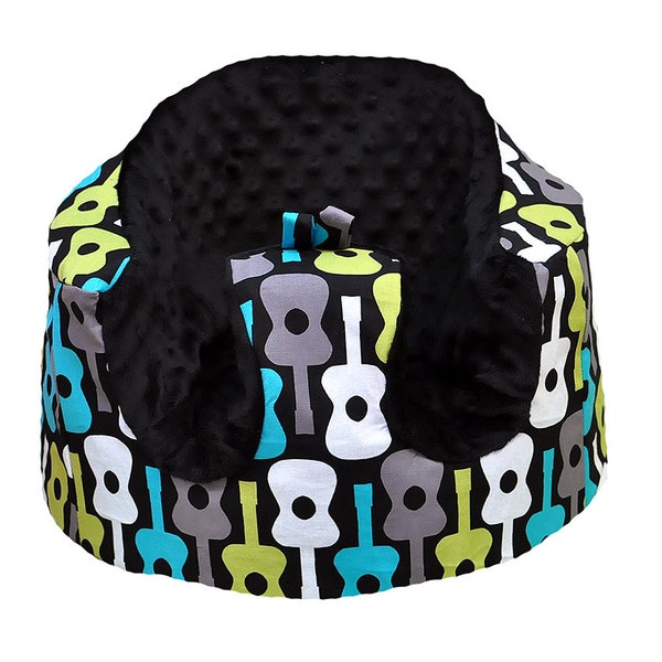 Bumbo seat cover - Green Groovy Guitar & Black Minky Dot