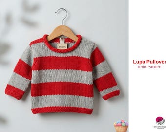 Patrón de jersey de bebé a rayas para tejer – Jersey fácil para bebé – Jersey clásico de punto en PDF – Patrón de jersey para bebé – Conjunto acogedor para bebé