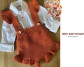 Belin Baby Romper Knitting Pattern – Cute Baby Bloomers – Suspender Romper – Toddler Outfit Pattern – DIY Baby Clothes PDF- Baby Romper