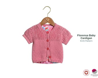 Baby Cardigan Knitting Pattern PDF – Lace Eyelet Baby Sweater – Newborn to 12 Months – Classic Button Front Knit Cardigan- Girls Cardigan