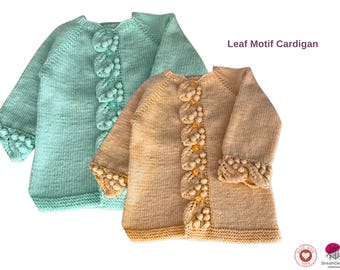 Leaf Motif Baby Cardigan Knitting Pattern | Leaf Motif Baby Sweater | Baby Cardigan PDF Pattern | Knitting Pattern for Babies | Instant PDF