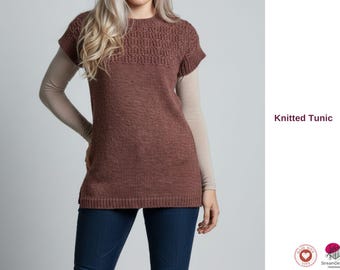 Women’s Knitted Tunic Pattern – Short Sleeve Tunic – Longer Back Option – PDF- Young Girls Lovely Pattern, Tunic Pattern