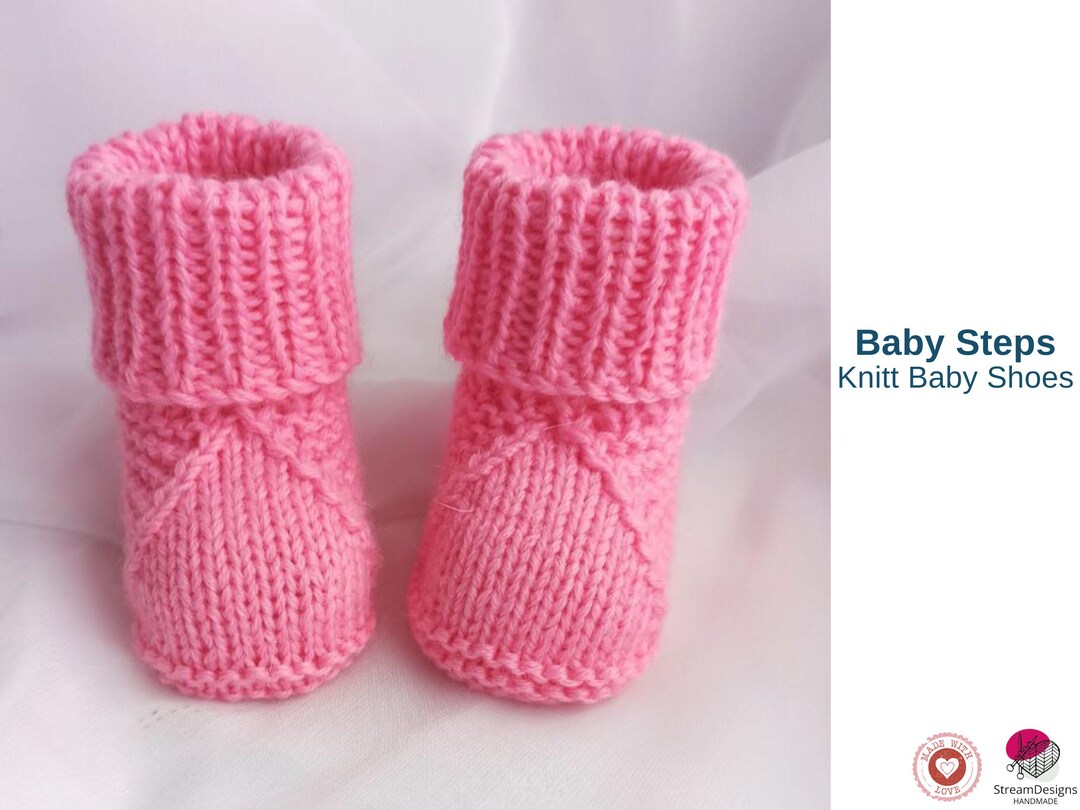 Baby Steps Knit Booties – Two Needle Baby Booties Pattern PD- Very Easy