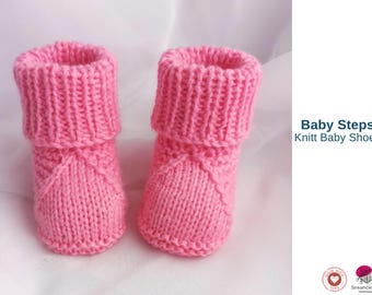 Baby Steps Knit Booties – Two Needle Baby Booties Pattern PD- Very Easy to make Baby Booties- Choose any color of your choice- Baby Gift