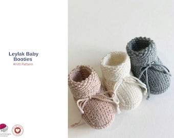 Leylak Baby Booties Strickmuster PDF - Easy Baby Booties 0-12 Monate - Babyschuhe Muster - Sofort Download - Geschenk für Babys