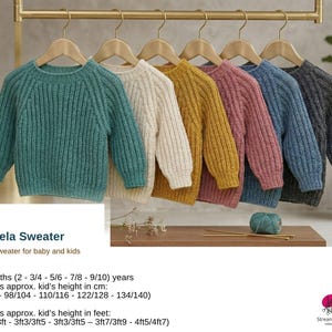 Sumela tröja stickmönster – Baby & Barn Raglantröja – Stickning uppifrån och ner – Patentmönstrad tröja PDF – Tröja för barn – Tröja i present