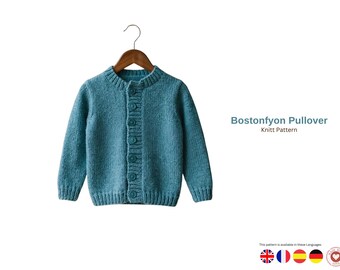 Baby Cardigan Knitting Pattern – Classic Button Jacket – Infant to Kids Knit PDF – Handmade Gift Idea- Baby Cardigan making Pattern Gift