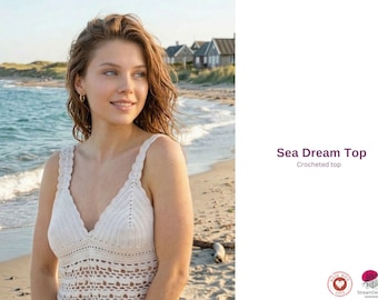 Modèle de haut au crochet Sea Dream - Haut en dentelle bohème d'été - Débardeur au crochet pour femme - Haut de plage festival - Modèle PDF numérique - Haut de bikini