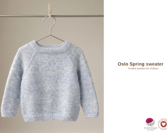 Oslo Spring Sweater Knitting Pattern – Children Pullover Top Down Raglan – Kids Knit Sweater PDF – Baby Toddler Sizes- Todler Sweater Gift