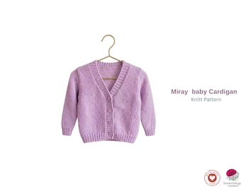 Baby Cardigan Knitting Pattern PDF – Classic V Neck Baby Sweater – Newborn to 7 Years Knit Pattern – Children Knit Jacket- Cardigan Jacket