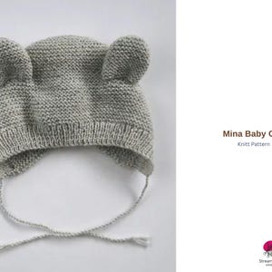 Mina Baby Mütze Strickmuster – Bären Ohr Mütze Muster – Baby Mütze Muster – Neugeborene bis Kleinkind PDF – Strickmütze einfach kraus rechts – Baby Mütze
