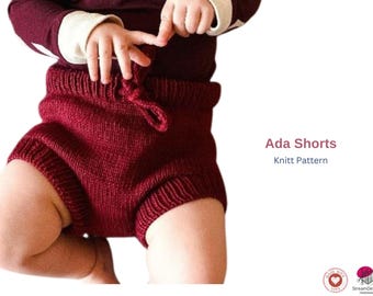 Wzór na dziergane spodenki dla niemowląt Ada – Buciki niemowlęce w formacie PDF – Otulacz na pieluszkę dla niemowląt – Wzór na dziergane spodenki dla niemowląt – Prezent dla noworodka