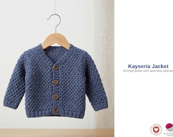 Modello di maglia per giacca da neonato Kayseria – Cardigan a punto muschio PDF – Taglie da 1 mese a 4 anni – Maglione classico da neonato con bottoni – Cardigan da neonato