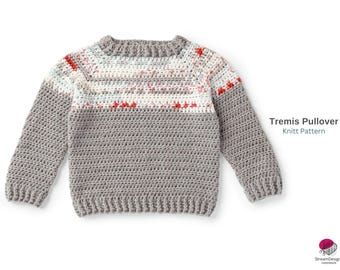 Patrón de jersey Tremis a crochet en PDF – Patrón de jersey para niños – Jersey raglán fácil de tejer de arriba hacia abajo – Tallas para niños de 2 a 8 años – Patrón de jersey
