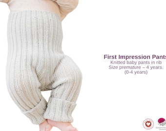 First Impression Pants – Knitted Baby Rib Pants Pattern – Premature to 4 Years – PDF Download