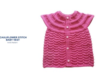 Wzór na kamizelkę dla niemowląt ściegiem kalafiorowym – teksturowany bezszwowy kardigan – kamizelka dla niemowląt wiązana od góry w formacie PDF