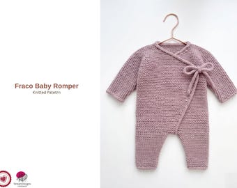 Fraco Baby Romper Knitting Pattern PDF – Garter Stitch Onesie – Baby Knit Outfit – Newborn to Toddler – DIY Baby Clothes- Baby Shower Gift