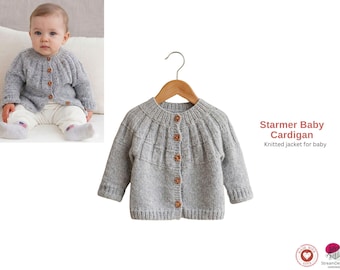 Starmer Baby Cardigan Knitting Pattern – Baby Jacket PDF – Top Down Knit Cardigan – Baby Sweater Pattern – Infant Cardigan- Baby Gift