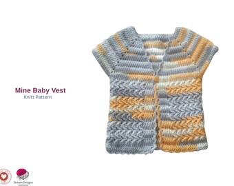 Mine Baby Vest Knitting Pattern – V Neck Baby Vest PDF – Crochet & Knit Baby Vest Pattern – Multi Size 0–3 Years – Instant Download
