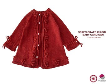 Seren Grape Cluster Baby Cardigan Knitting Pattern PDF, Textured Baby Sweater, Popcorn Stitch Cardigan, Toddler Knit Jacket- Girls Cardigan