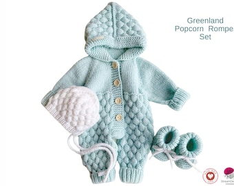 Baby Strick Romper Mütze Booties Grönland Strick Romper Set Grönland - Strickmuster PDF - Strickmuster 3 in 1
