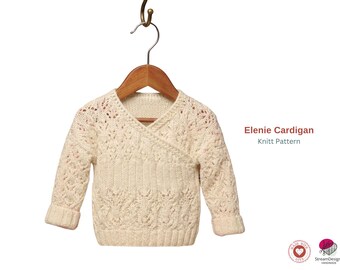Baby Lace Cardigan Knitting Pattern – Crossover Sweater PDF – Newborn to 2 Years – Long & Short Sleeve Baby Knit Pattern- Cardigan Gift