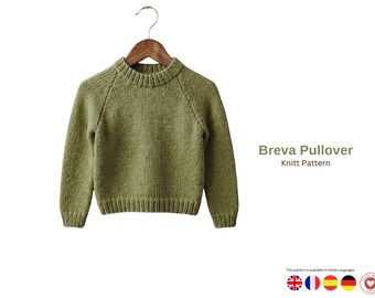 Breva Pullover Knitting Pattern PDF – Baby Raglan Sweater – Children Knit Jumper – Seam Sweater Pattern – Toddler Knit Pullover Gift