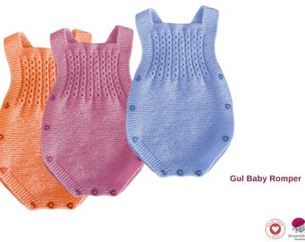 Gul breipatroon babyromper – naadloze babyoutfit pdf – pasgeboren tot 6 maanden – babyoverall met textuur - baby romper cadeau - baby born