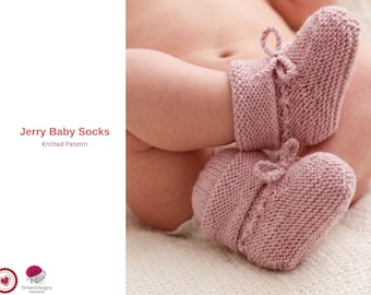 Patrón de tejido para calcetines de bebé Jerry – Patucos de bebé fáciles de tejer (PDF) – De recién nacido a 4 años – Patrón de pantuflas de punto plano – Calcetines de bebé – Regalo de patucos