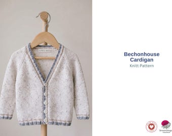 Breipatroon Bechonhouse-vest – babyvest met v-hals raglan – klassiek gebreid jasje pdf – 0 tot 7 jaar- patroon babyvestje