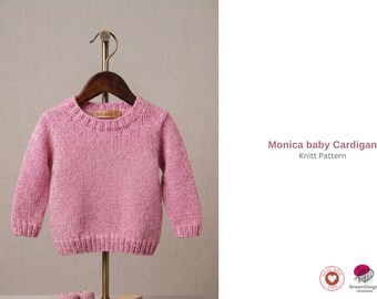 Baby Cardigan Knitting Pattern – Chunky Knit Jacket PDF – Infant to Child Sizes – Button Front Sweater Pattern – Easy Classic Knit