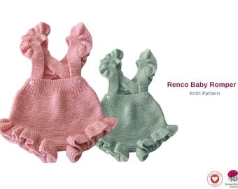 Modello di maglia per tutina per neonati Renco in formato PDF – Tutine a palloncino con bretelle – Tutina per bambini in stile vintage – Modello di vestito lavorato a maglia per neonati – Regalo di tutina per neonati