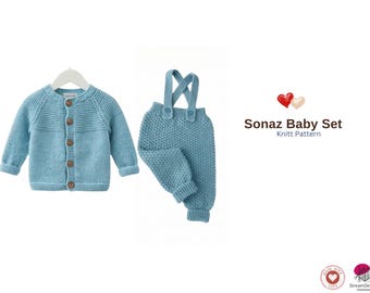 Sonaz Baby Set – Baby Cardigan & Pants Knitting Pattern – Cozy Handmade Outfit – Infant Gift Set – PDF Knitt Pattern- Baby Knitt set Gift