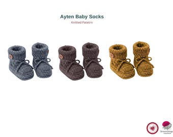 Patrón de tejido de calcetines para bebé Ayten – Patucos fáciles de tejer para bebé – Calcetines para recién nacidos y niños pequeños en PDF – Zapatos planos de punto para bebé – Calcetines de regalo para bebé