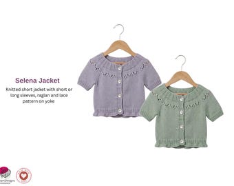 Patrón de punto para chaqueta de encaje de bebé en PDF – Patrón de cárdigan raglán – Suéter de punto para bebé – Chaqueta de bebé con botones delanteros – Regalo de descarga digital