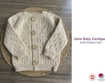 Zeno Baby Cardigan Knitting Pattern – Baby Sweater PDF – Infant Cardigan Pattern – Seamless Knit Baby Jacket – Digital Download- Baby Cardi