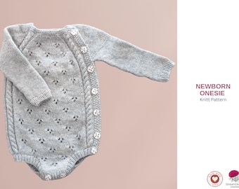 Newborn Onesie Knitting Pattern – Baby Romper Knit Pattern – Wrap Baby Bodysuit – Infant Knit Outfit – PDF Pattern- Newbron wear Romper Gift