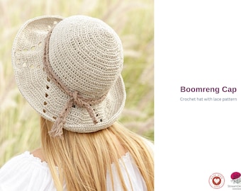 Boomreng Cap – Crochet Lace Hat Pattern – Summer Crochet Hat PDF- Summer Ladies Cap- Summer Wear Cap Styllish Hat Berret Gift