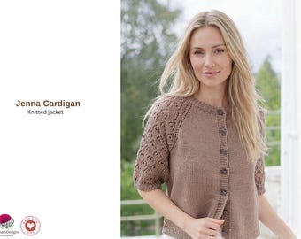Breipatroon Jenna-vest – van boven naar beneden raglankant vest PDF – Gebreid jasje met korte mouwen – Patroon dames gebreide kleding - meisjes vest