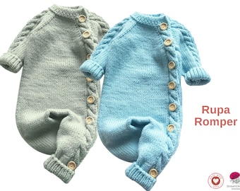 Side Cable Baby Romper Knitting Pattern PDF | Cable Knit Romper | Seamless Baby Romper | Easy Modern Baby Outfit Pattern- Romper Gift baby