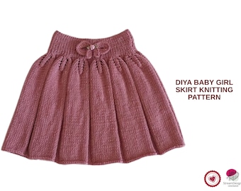 Diya Baby Girl Skirt Knitting Pattern – Lace Knit Toddler Skirt PDF – Easy Panel Skirt Pattern – Baby Skirt DIY – 1–2 Years