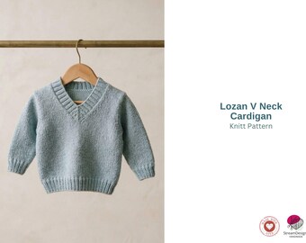 Lozan V Neck Cardigan Knitting Pattern – Classic Baby Cardigan PDF – V Neck Knit Sweater Pattern – Children Knit Pattern- v neck cardigan