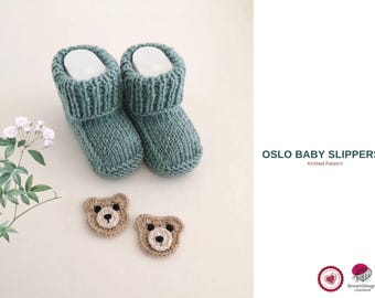 Oslo Baby Slippers Knitting Pattern – Cozy Knit Booties PDF –Easy Baby Shoes Pattern –Infant Gift Knit Pattern – Soft Baby Footwear- Booties