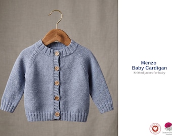 Menzo Baby Cardigan Knitting Pattern – Giacca classica per neonati – Maglione lavorato a maglia dall'alto verso il basso – Cardigan per neonati in PDF – Modello lavorato a maglia per neonati da 0 a 2 anni