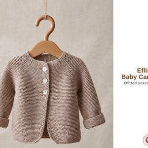 Eflis Babykofta Stickmönster PDF – Rätstickning Raglan Babyjacka – Nyfödd till 4 år – Sömlös Babytröja Mönster – Babyjacka